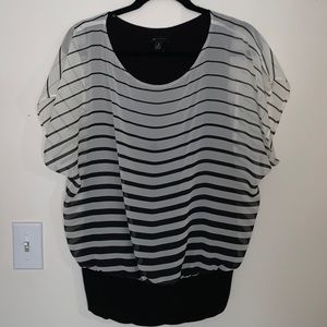 womens M white and black striped blouse